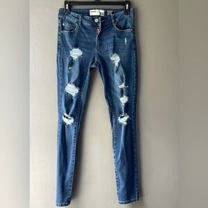 Garage Premium Jeans Womens Sz 3 Distressed Ripped High Waist Jegging Super Soft